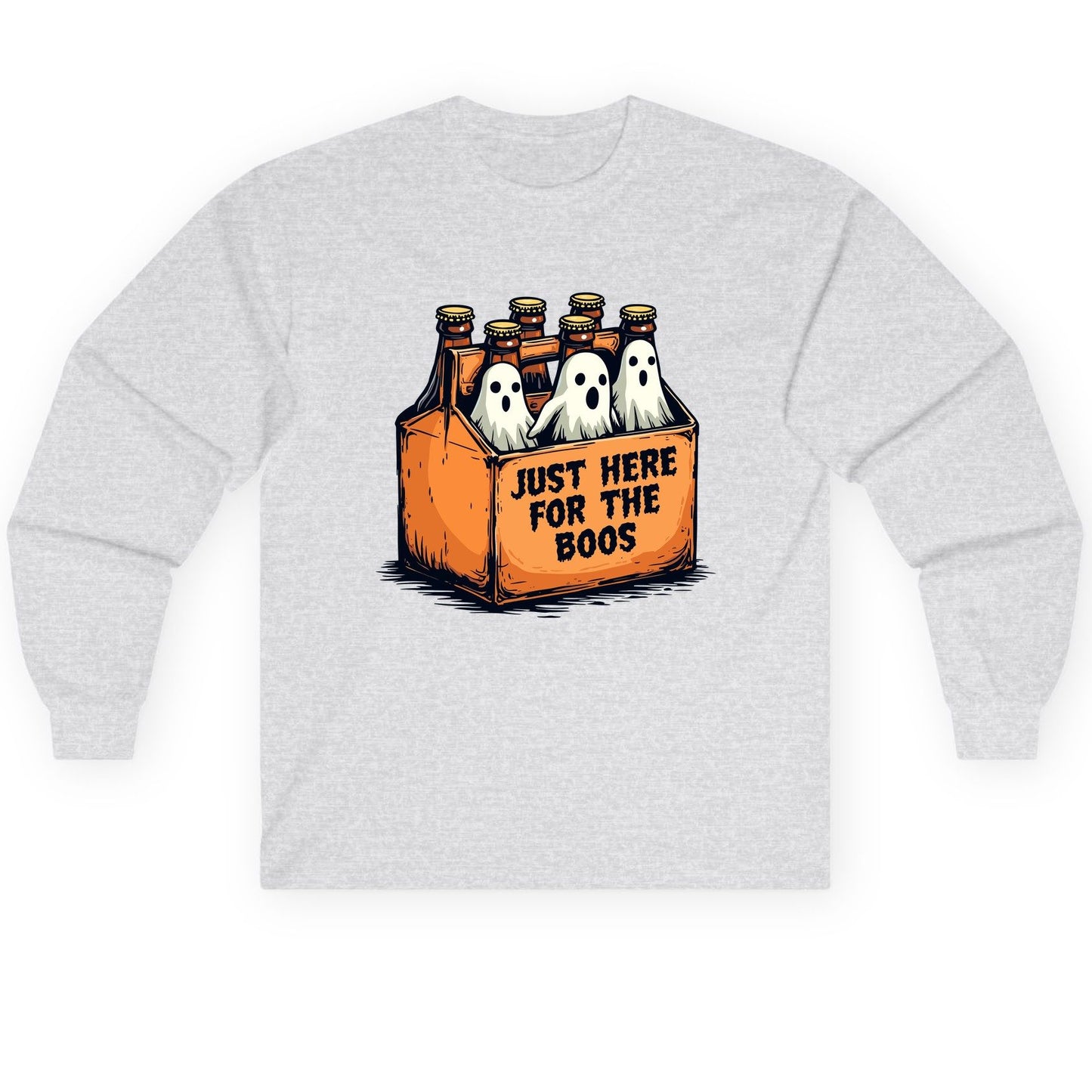 Just Here for the Boos Halloween Long Sleeve Tee Ash product mockup