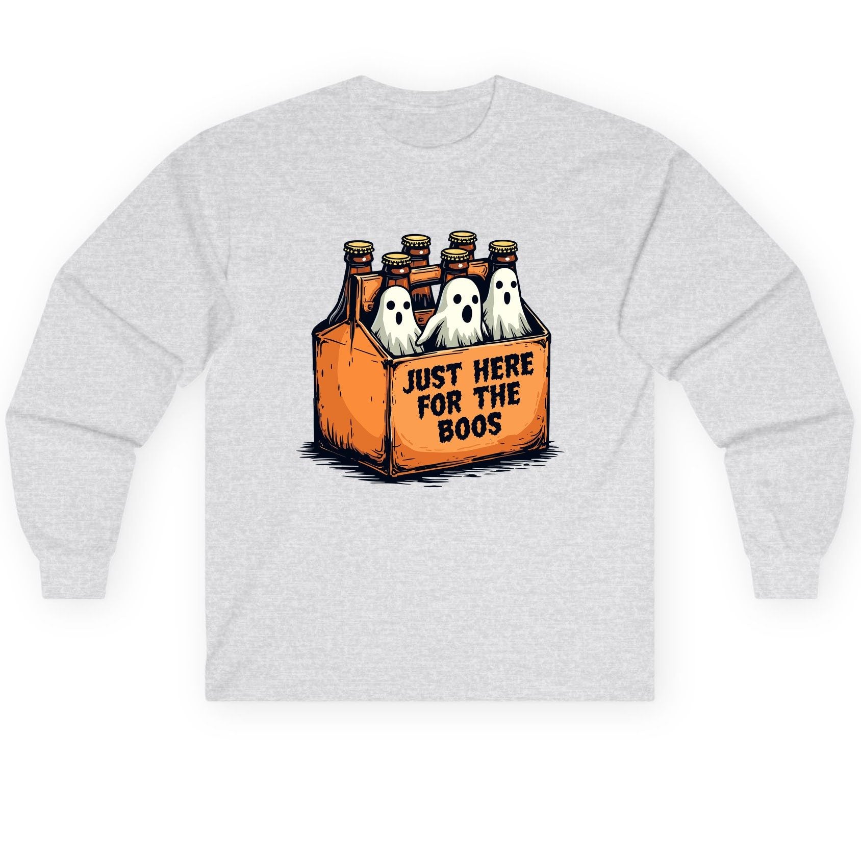 Just Here for the Boos Halloween Long Sleeve Tee Ash product mockup