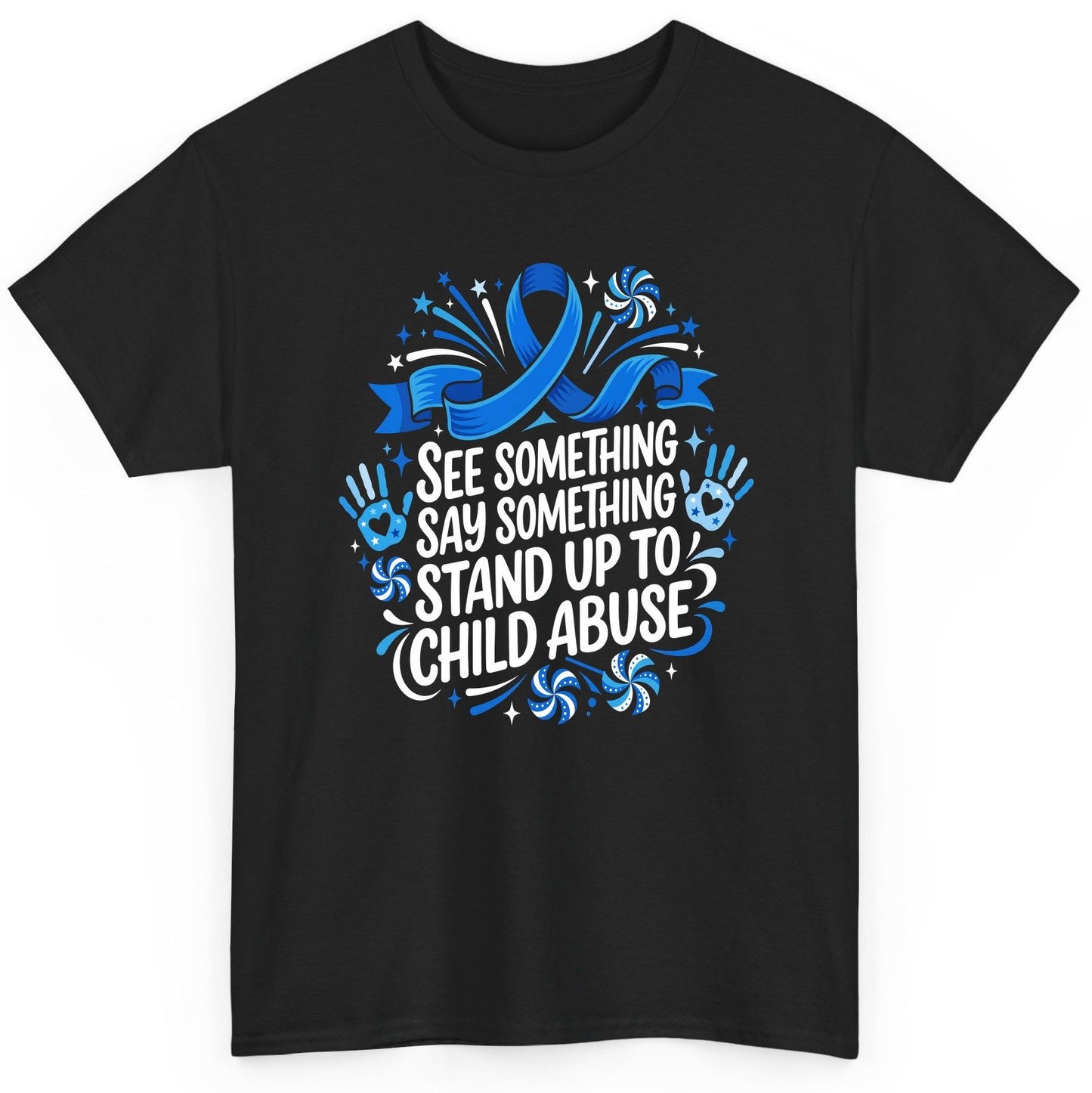 See Something Say Something Stand Up to Child Abuse Prevention T-Shirt - product mockup - Black