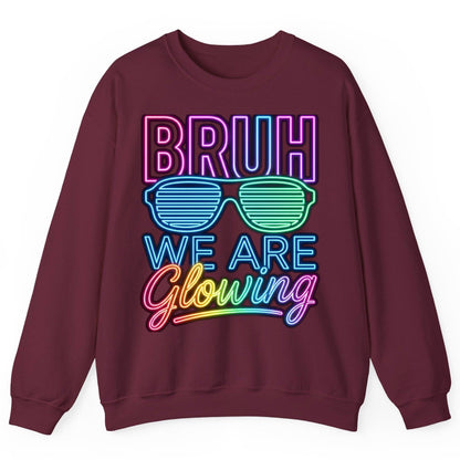 BRUH WE ARE Glowing Neon Party Sweatshirt Maroon product mockup