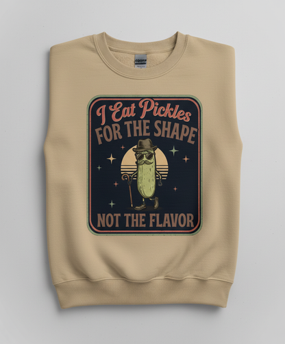 Funny Pickle I Eat Pickles For The Shape Retro Design Sweatshirt - Sand
