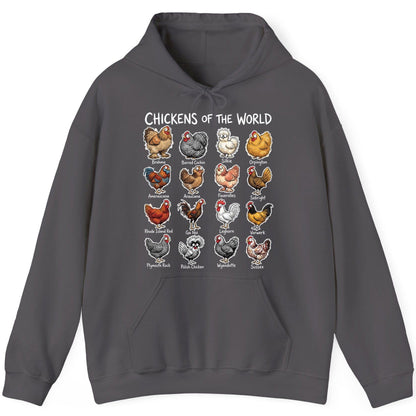 Chickens of the World chicken breeds Hoodie Charcoal product mockup