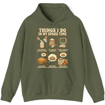 Things I Do in My Spare Time sourdough bread baking Hoodie Military Green product mockup