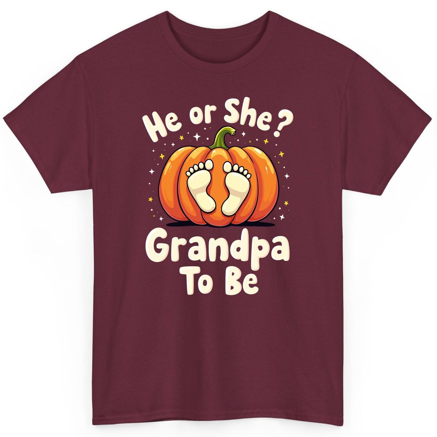 He or She Grandpa to Be gender reveal T-Shirt Maroon product mockup