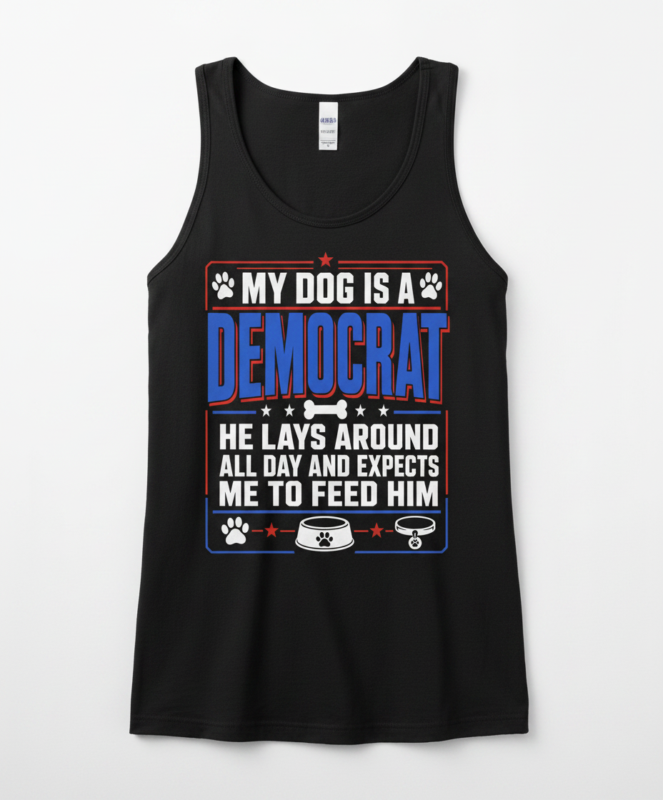 My Dog Is A Democrat Funny Political Dog Lover Design Tank Top - Black