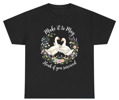Make It to May Honk If You Survived Funny Geese Youth T-Shirt - product mockup - Black