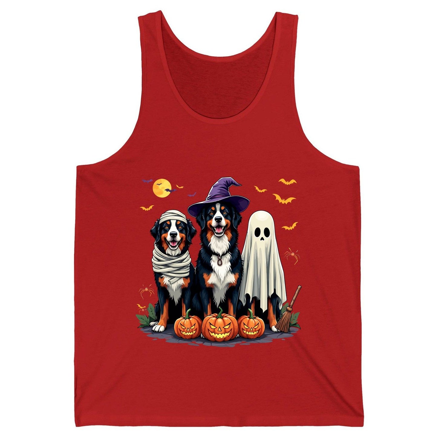 Halloween Bernese Mountain Dogs bernese mountain dog Tank Top Red product mockup