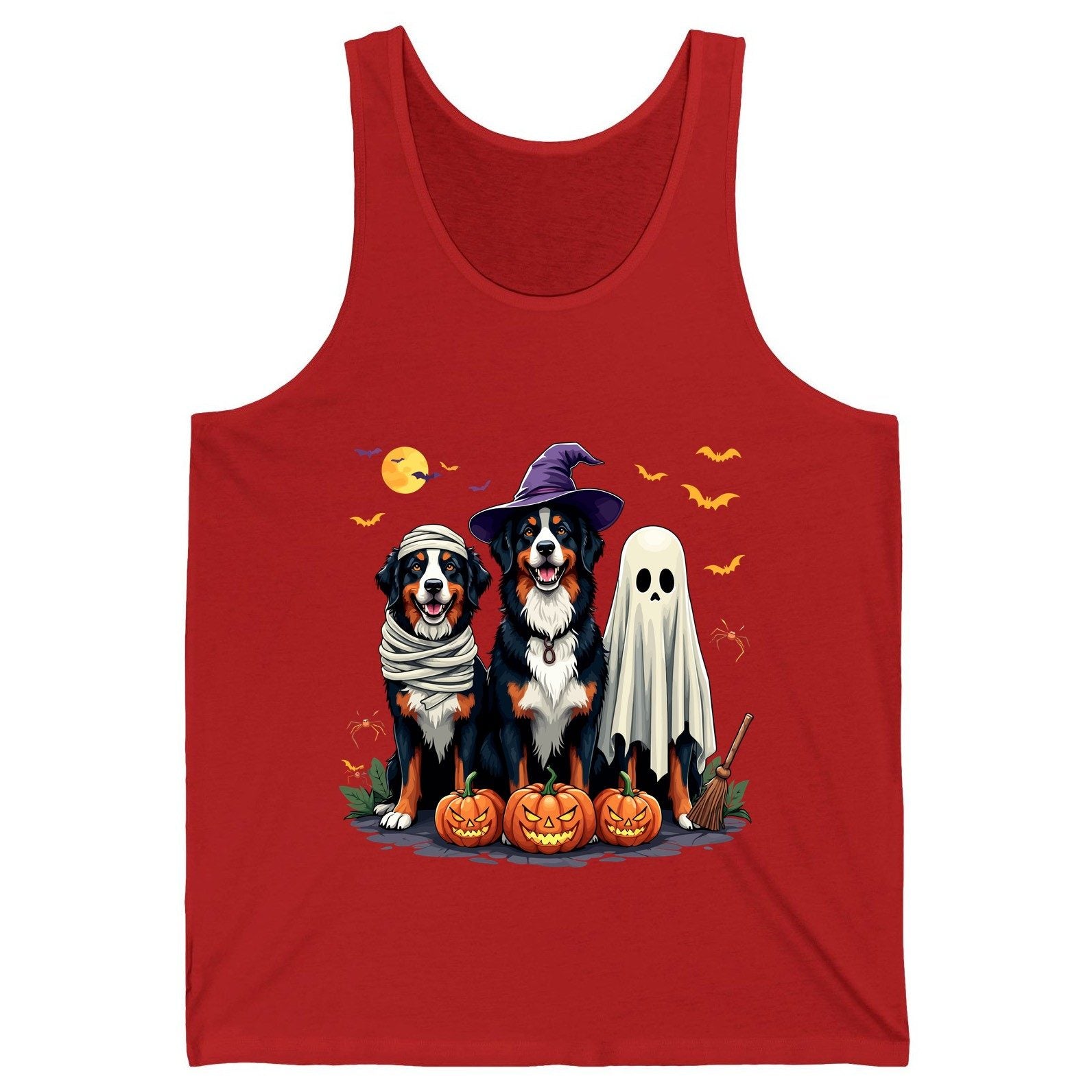 Halloween Bernese Mountain Dogs bernese mountain dog Tank Top Red product mockup