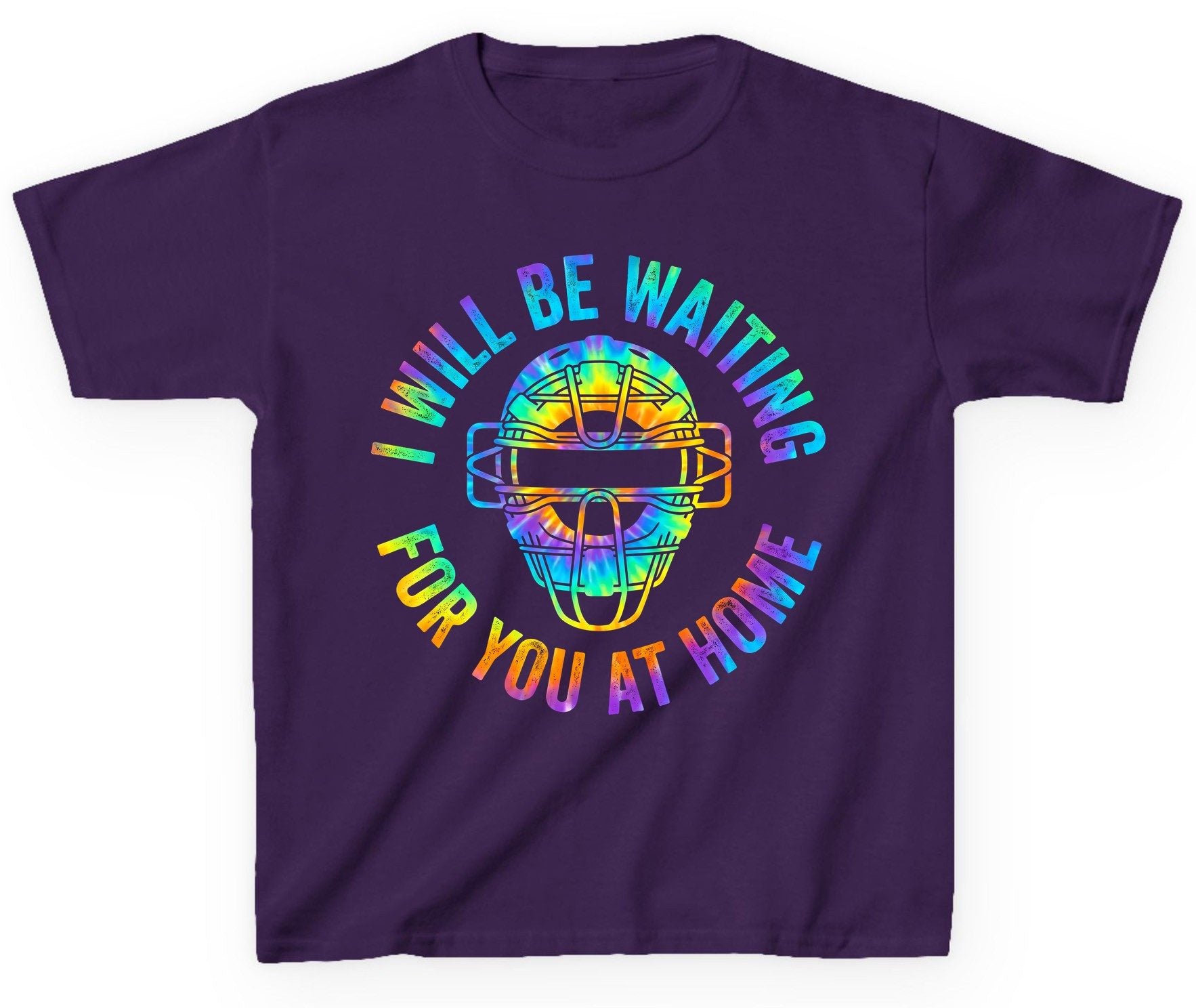 I Will Be Waiting for You at Home baseball catcher Youth T-Shirt Purple product mockup