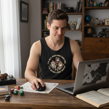 I'm Not Procrastinating I'm Doing Side Quest rpg cats Tank Top Black lifestyle mockup
