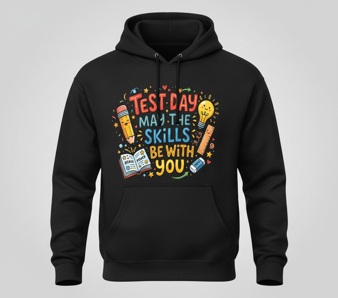 Test Day May The Skills Be With You Funny Teacher Student Gift Hoodie - Black