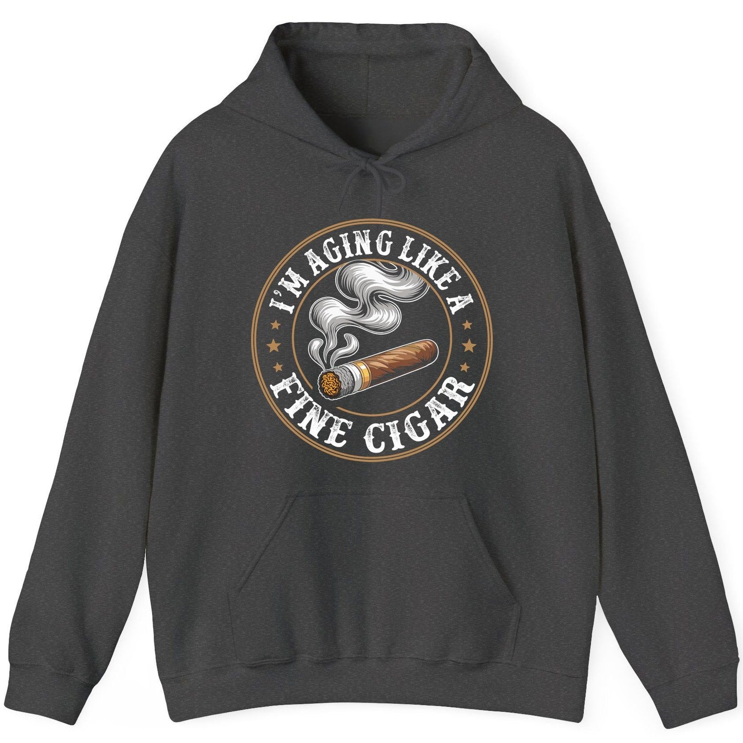 I'm Aging Like a Fine Cigar cigar smoking Hoodie Dark Heather product mockup