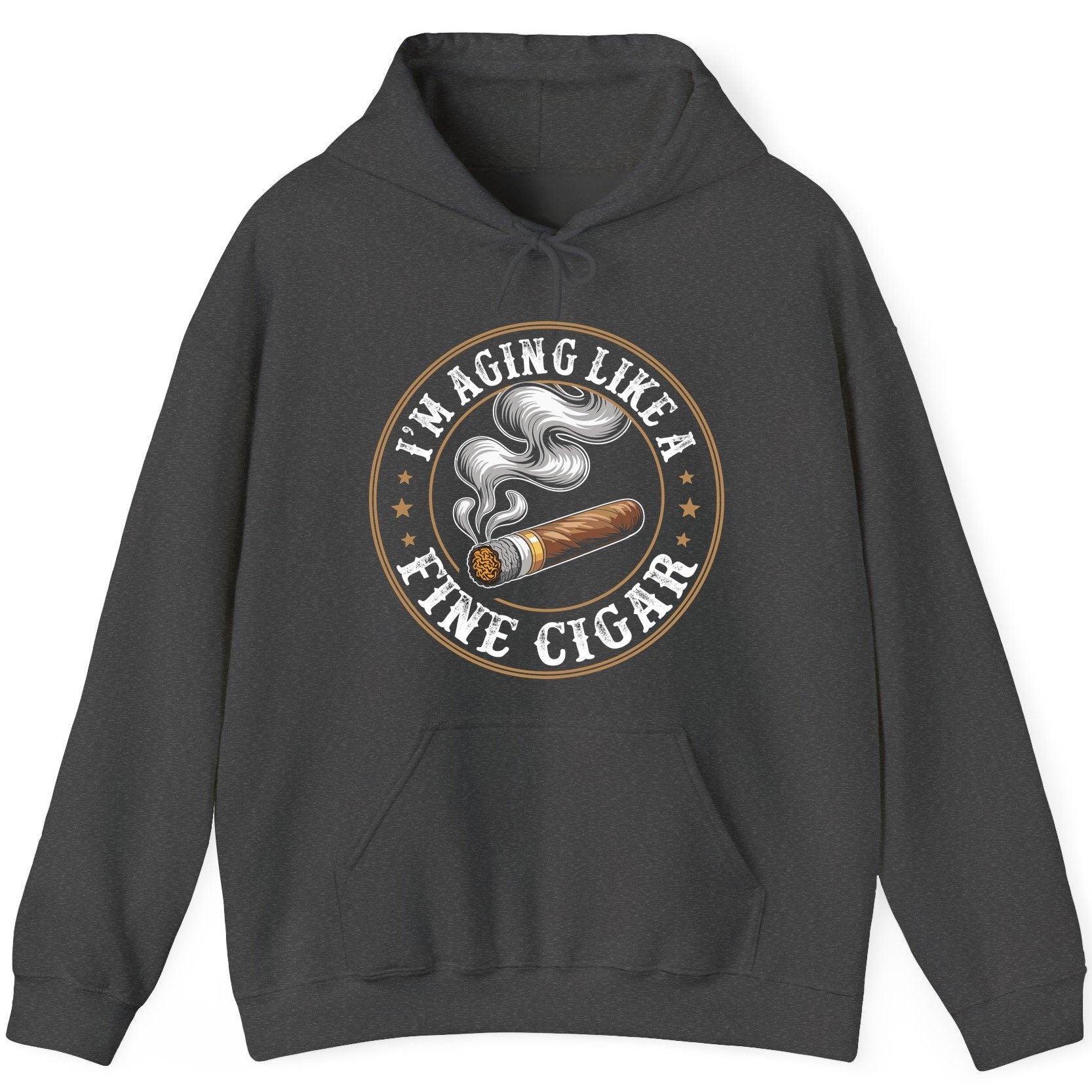 I'm Aging Like a Fine Cigar cigar smoking Hoodie Dark Heather product mockup