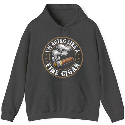 I'm Aging Like a Fine Cigar cigar smoking Hoodie Dark Heather product mockup