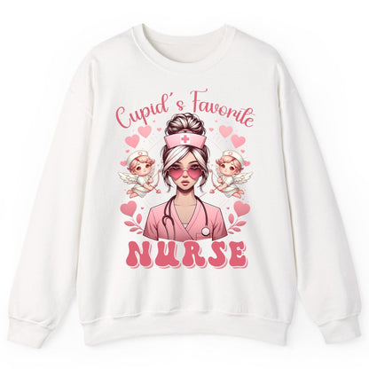 Cupid's Favorite Nurse nurse Sweatshirt White product mockup