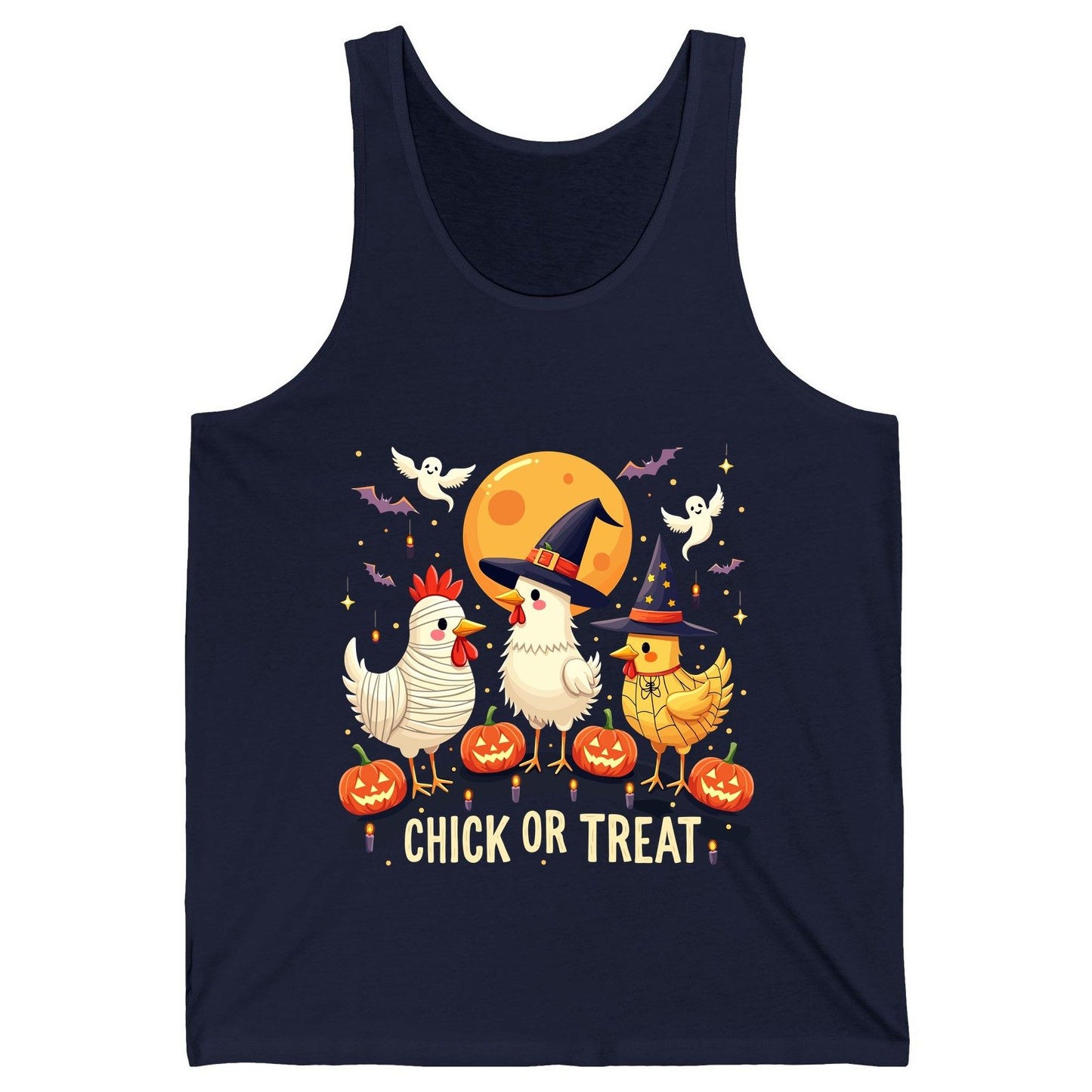 Chick or Treat Halloween chickens Tank Top Navy product mockup