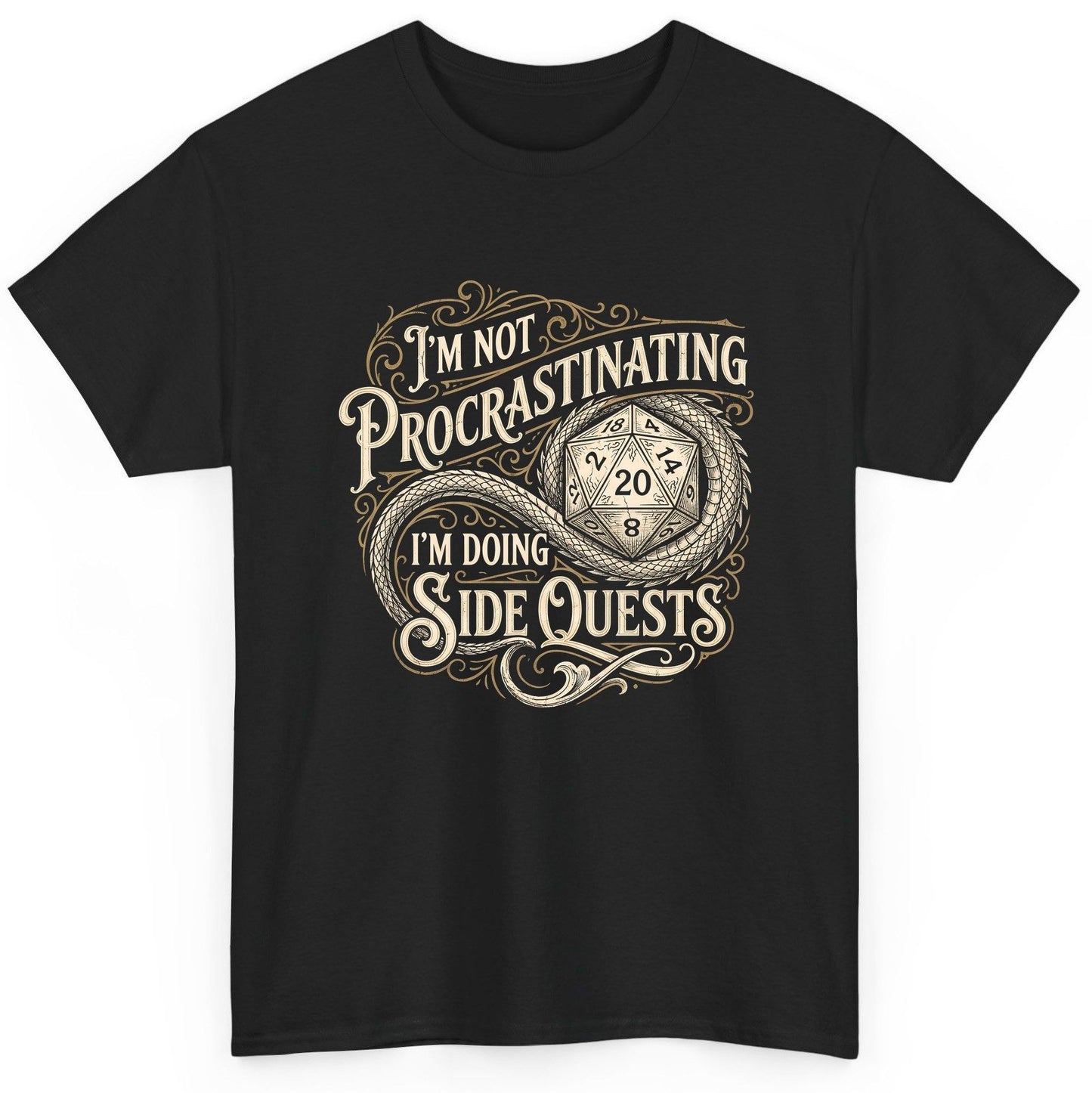 I'm Not Procrastinating I'm Doing Side Quests rpg gaming T-Shirt Black product mockup
