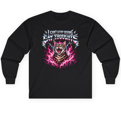 I Can't Stop Having Gay Thoughts cat Long Sleeve Tee Black product mockup