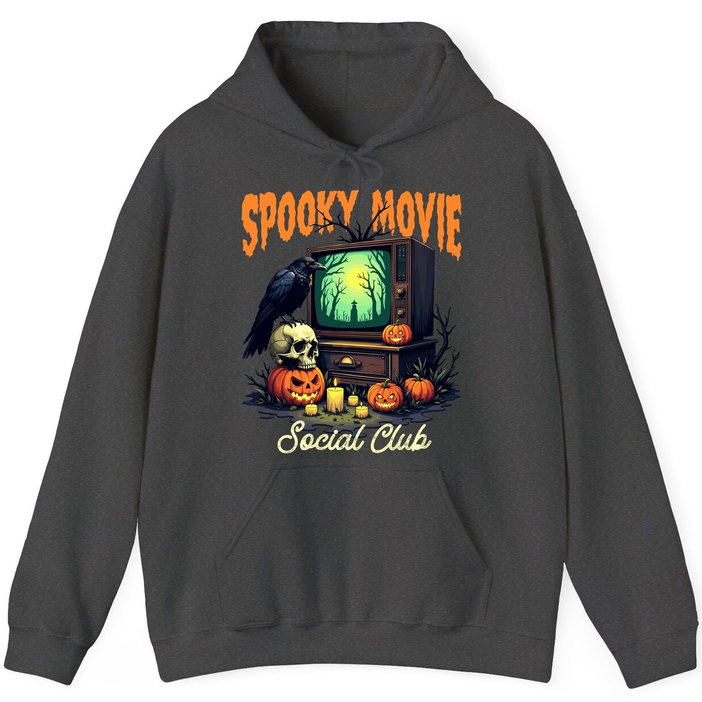 Spooky Movie Social Club Halloween Hoodie Dark Heather product mockup