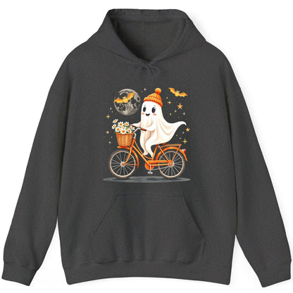 Cute Ghost on Bicycle cute ghost Hoodie Dark Heather product mockup