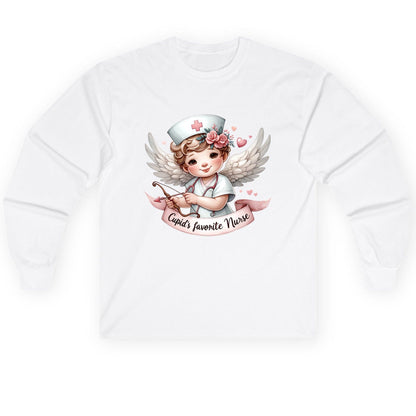 Cupid's Favorite Nurse cupid nurse Long Sleeve Tee White product mockup