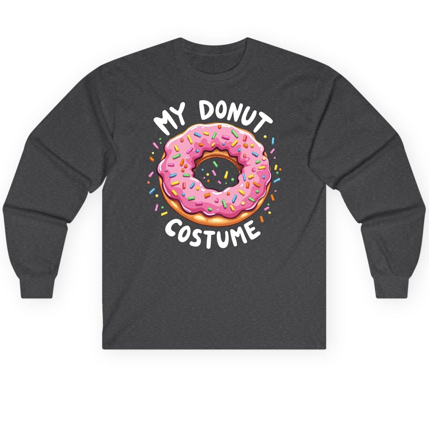 My Donut Costume donut Long Sleeve Tee Dark Heather product mockup