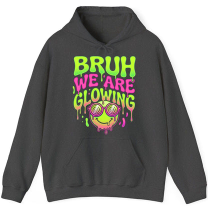 Bruh We Are Glowing rave culture Hoodie Dark Heather product mockup
