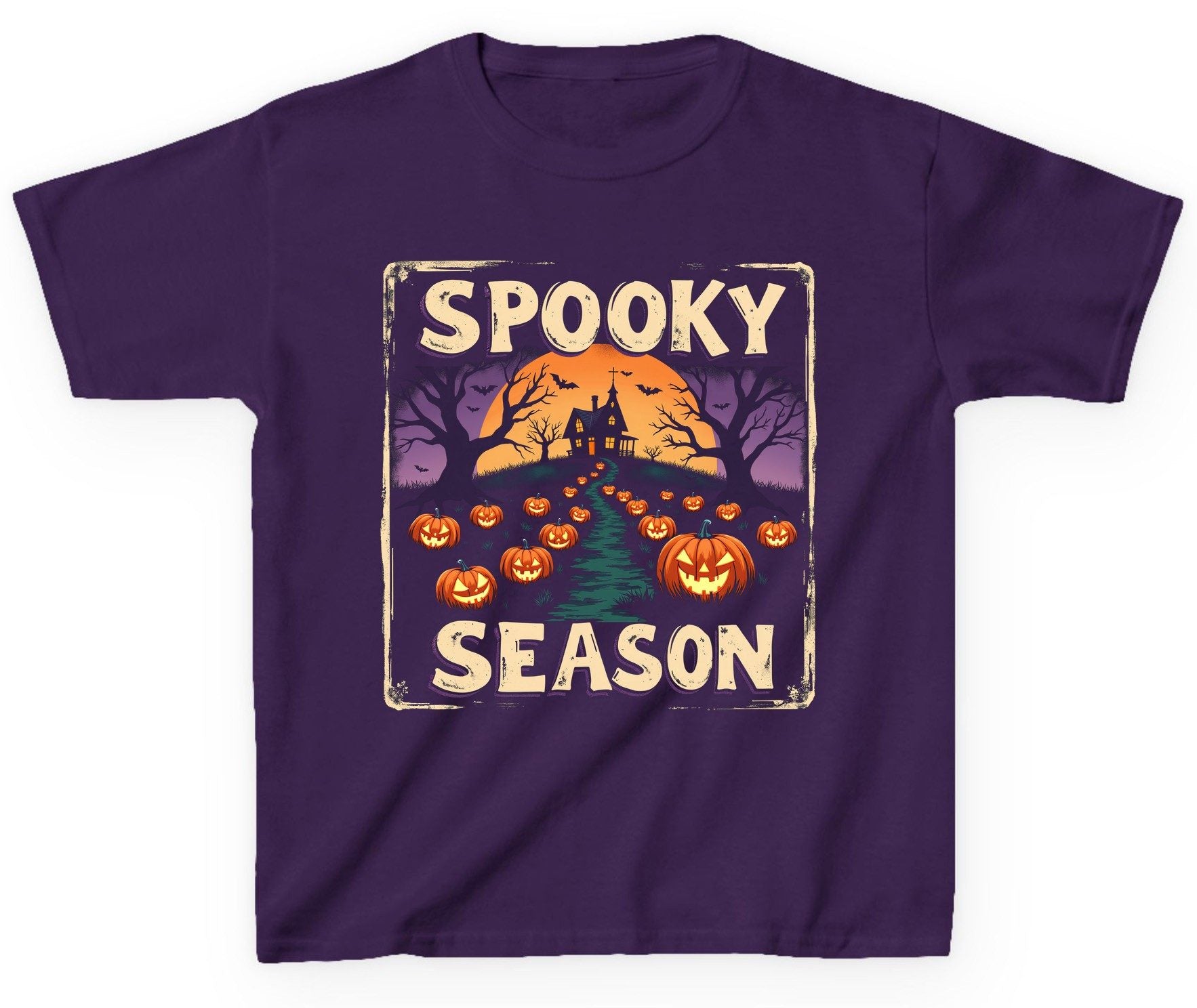 Spooky Season Halloween Youth T-Shirt Purple product mockup