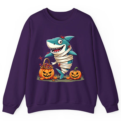 Mummy Shark Halloween shark Sweatshirt Purple product mockup