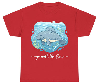 Go with the Flow Manatee Youth T-Shirt - product mockup - Red