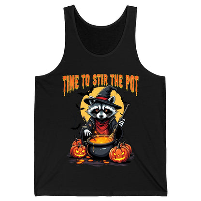 Time to Stir the Pot Halloween raccoon Tank Top Black product mockup
