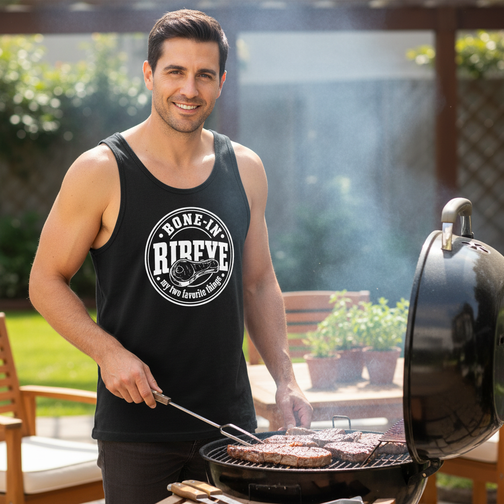 Bone-In Ribeye My Two Favorite Things Tank Top - Black
