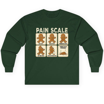 Pain Scale gingerbread man pain scale Long Sleeve Tee Forest Green product mockup