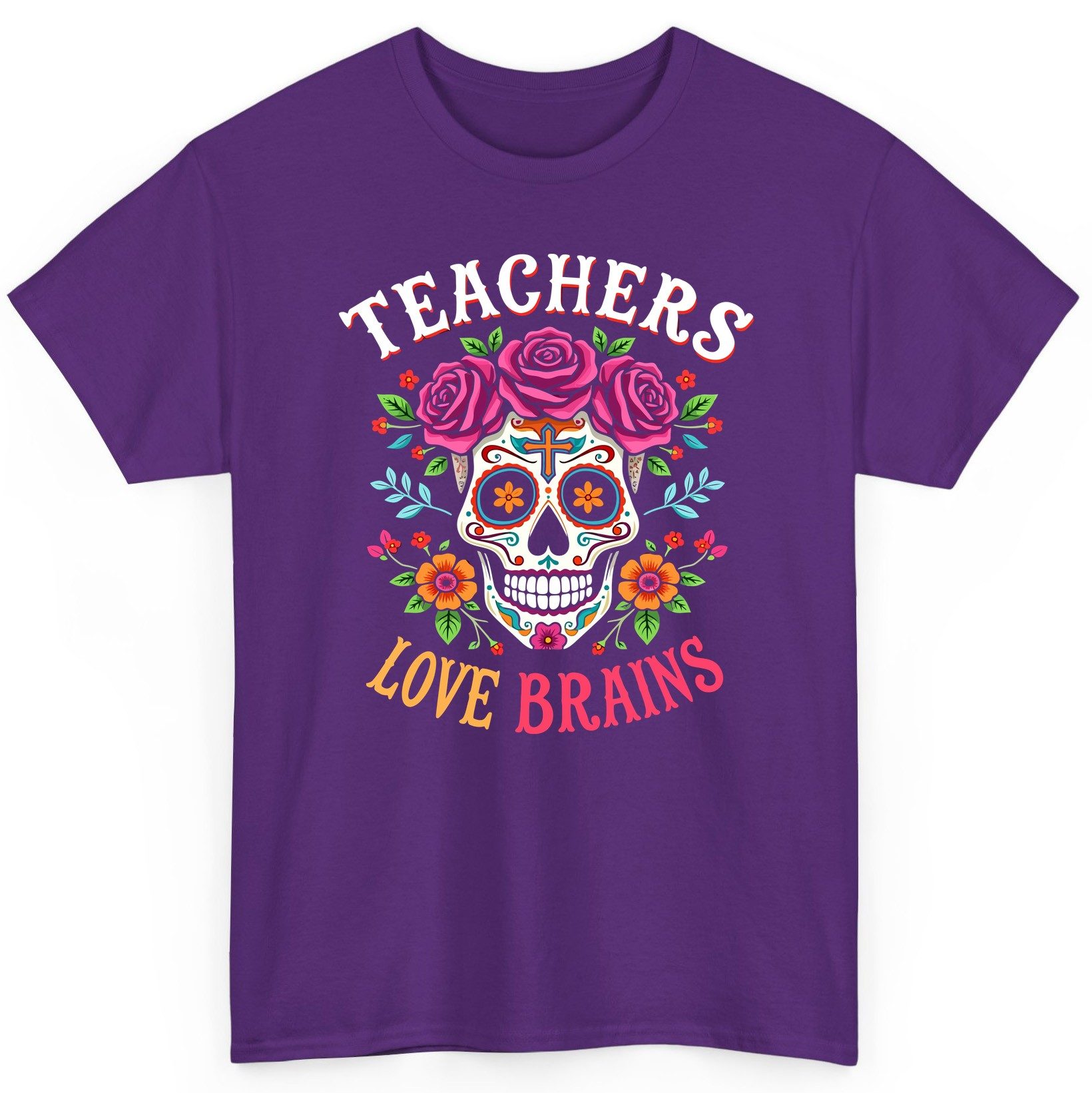 Teachers Love Brains teacher T-Shirt Purple product mockup
