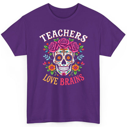 Teachers Love Brains teacher T-Shirt Purple product mockup