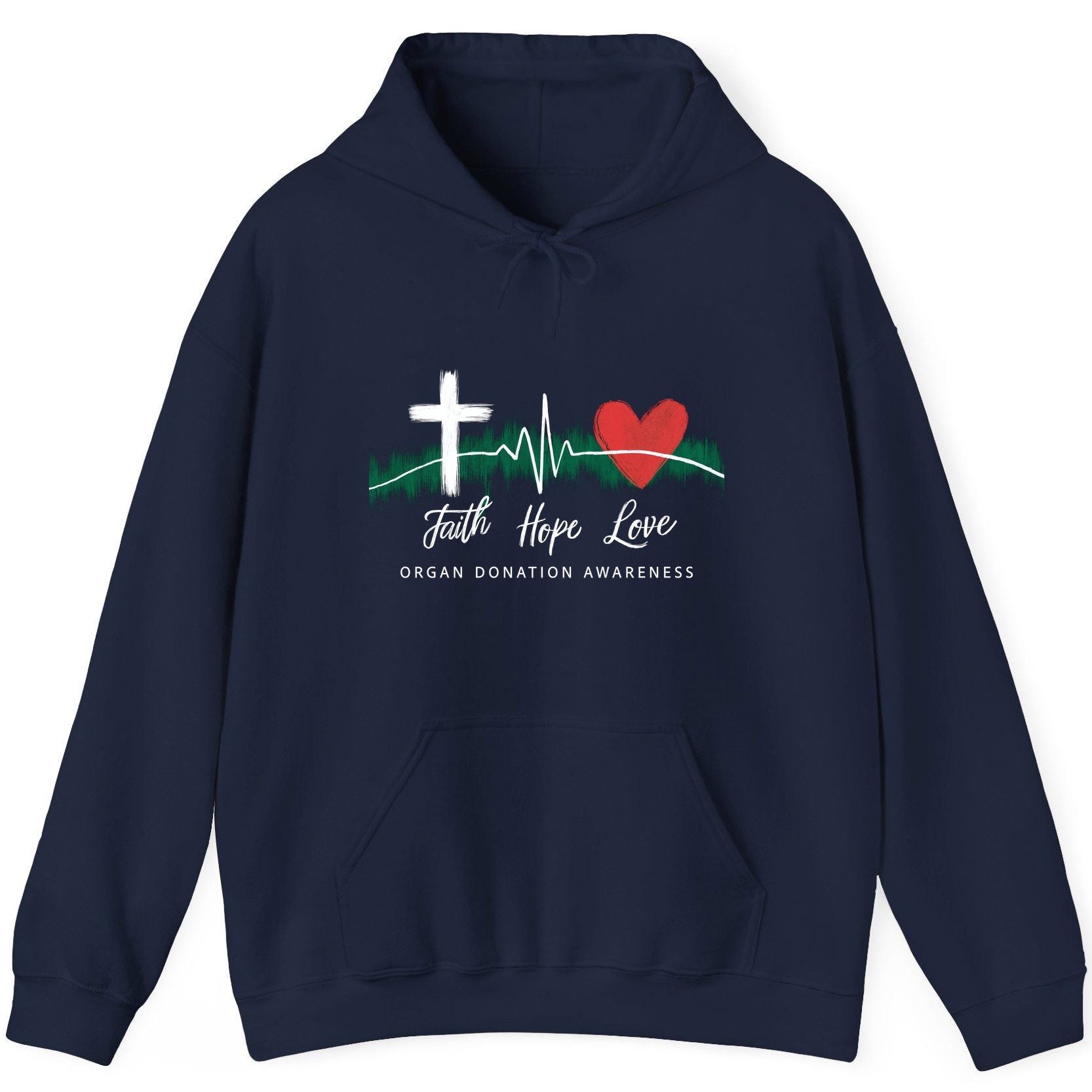 Faith Hope Love Organ Donation Awareness organ donation awareness Hoodie Navy product mockup