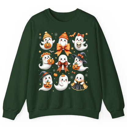 Cute Kawaii Ghosts Collection cute Halloween ghosts Sweatshirt Forest Green product mockup