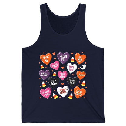 Spooky Halloween Conversation Hearts Halloween conversation hearts Tank Top Navy product mockup