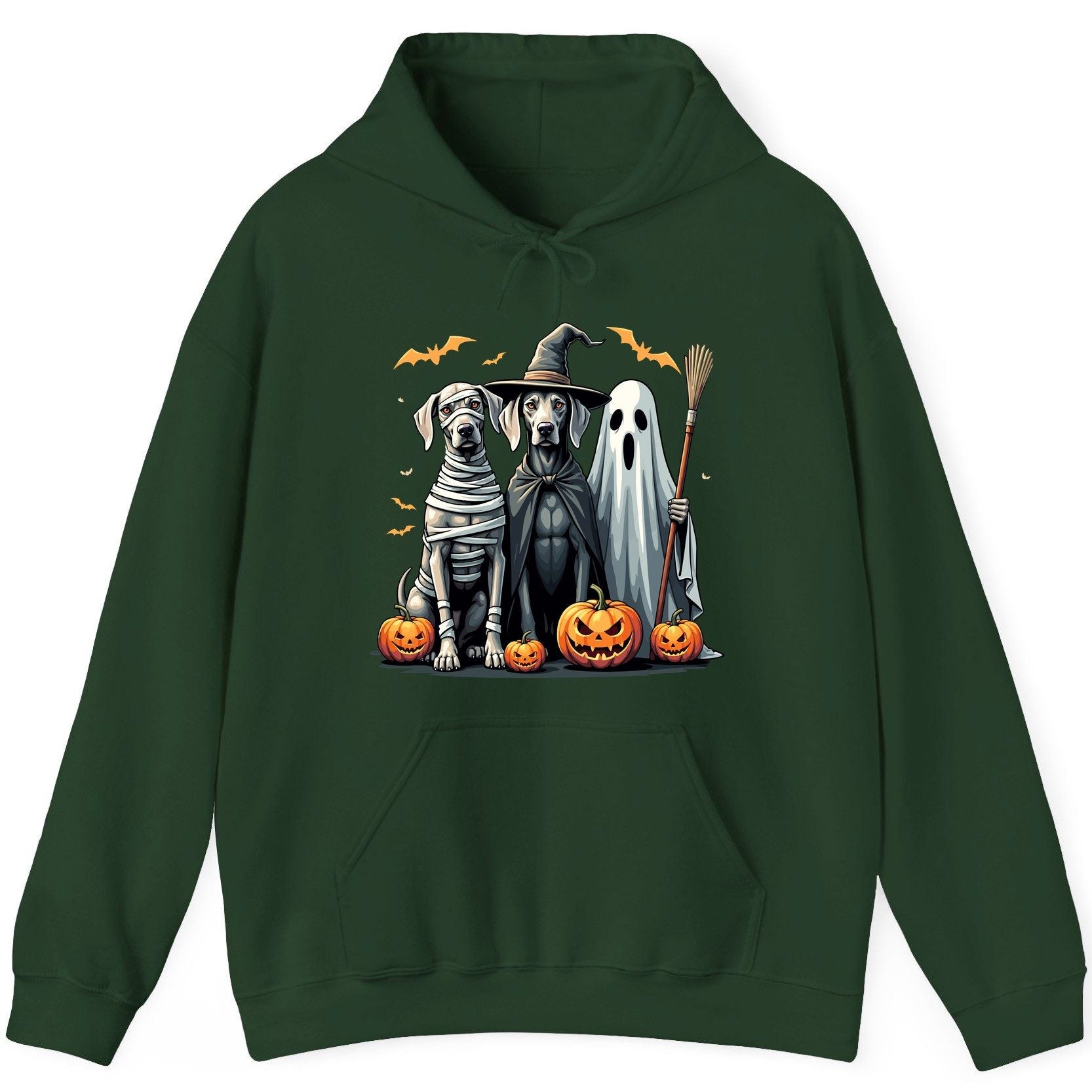 Halloween Weimaraner Dogs Halloween weimaraner dogs Hoodie Forest Green product mockup