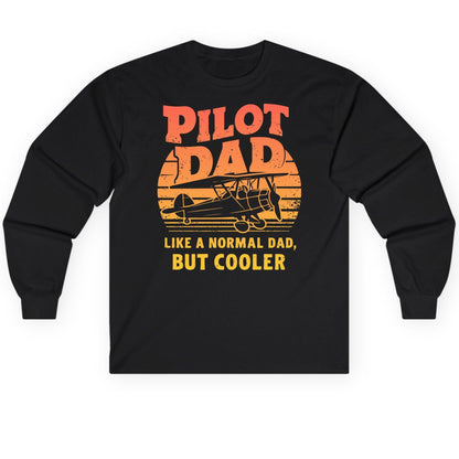 Pilot Dad Like a Normal Dad, but Cooler pilots Long Sleeve Tee Black product mockup