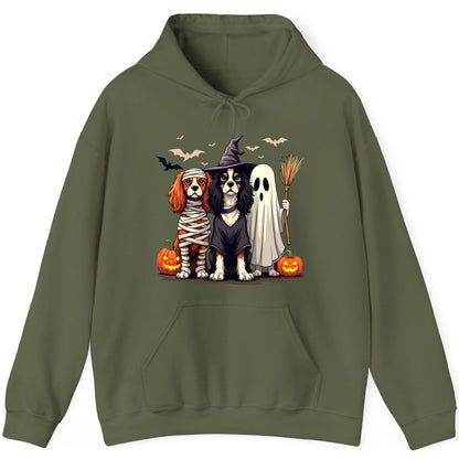 Cavalier Spaniel Halloween Dogs cavalier king charles spaniel Hoodie Military Green product mockup