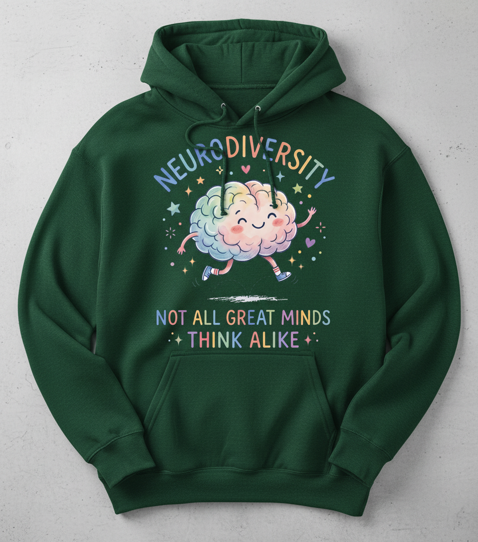 Neurodiversity Not All Great Minds Think Alike Hoodie - Forest Green