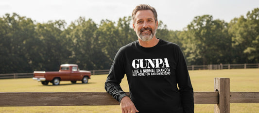 Gunpa Like a Normal Grandpa but More Fun and Owns Guns funny gun owner grandpa Long Sleeve Tee Black lifestyle mockup