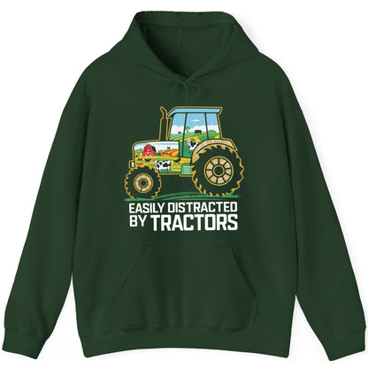 Easily Distracted by Tractors farming Hoodie Forest Green product mockup