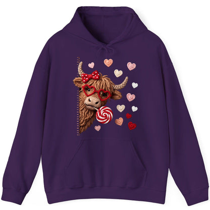 Crochet Valentine's Highland Cow highland cow Hoodie Purple product mockup