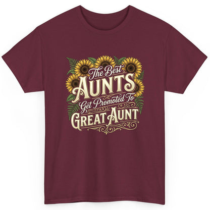 The Best AUNTS Get Promoted to GREAT AUNT Retro T-Shirt - product mockup - Maroon