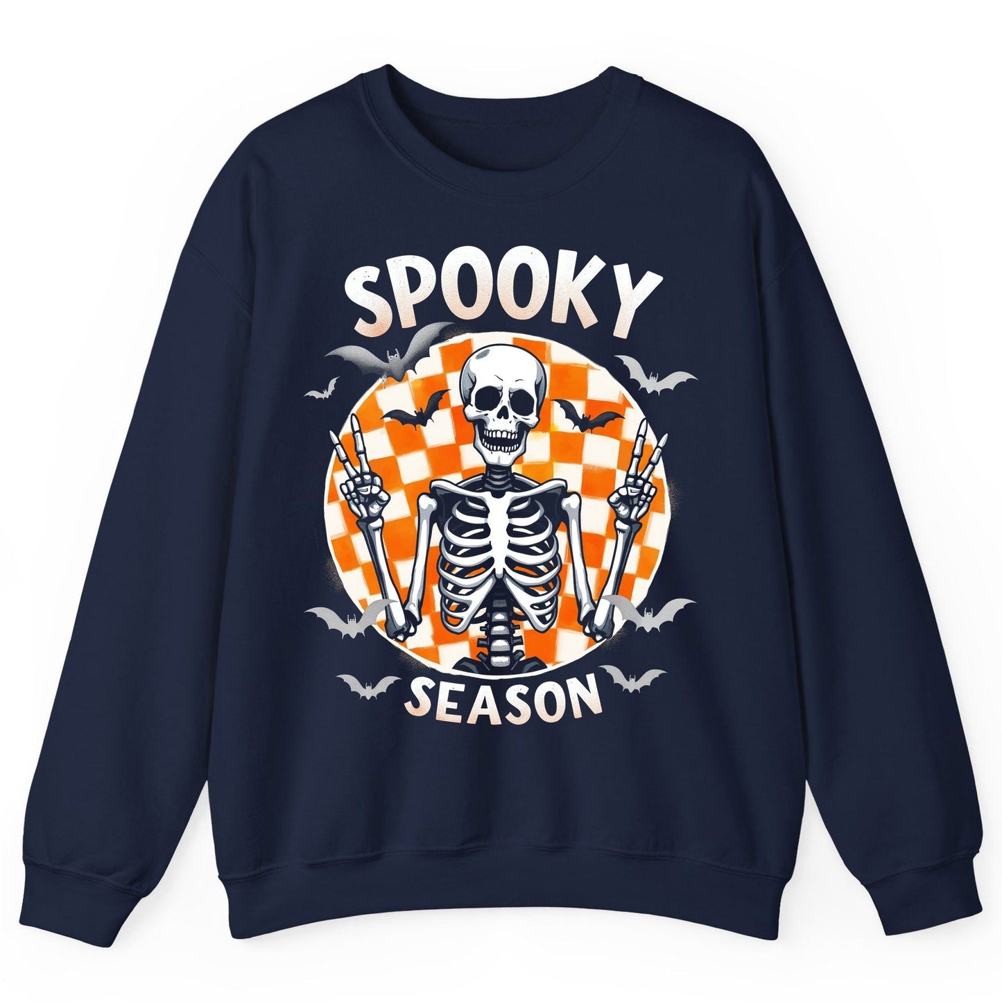 Spooky Season Halloween skeleton Sweatshirt Navy product mockup