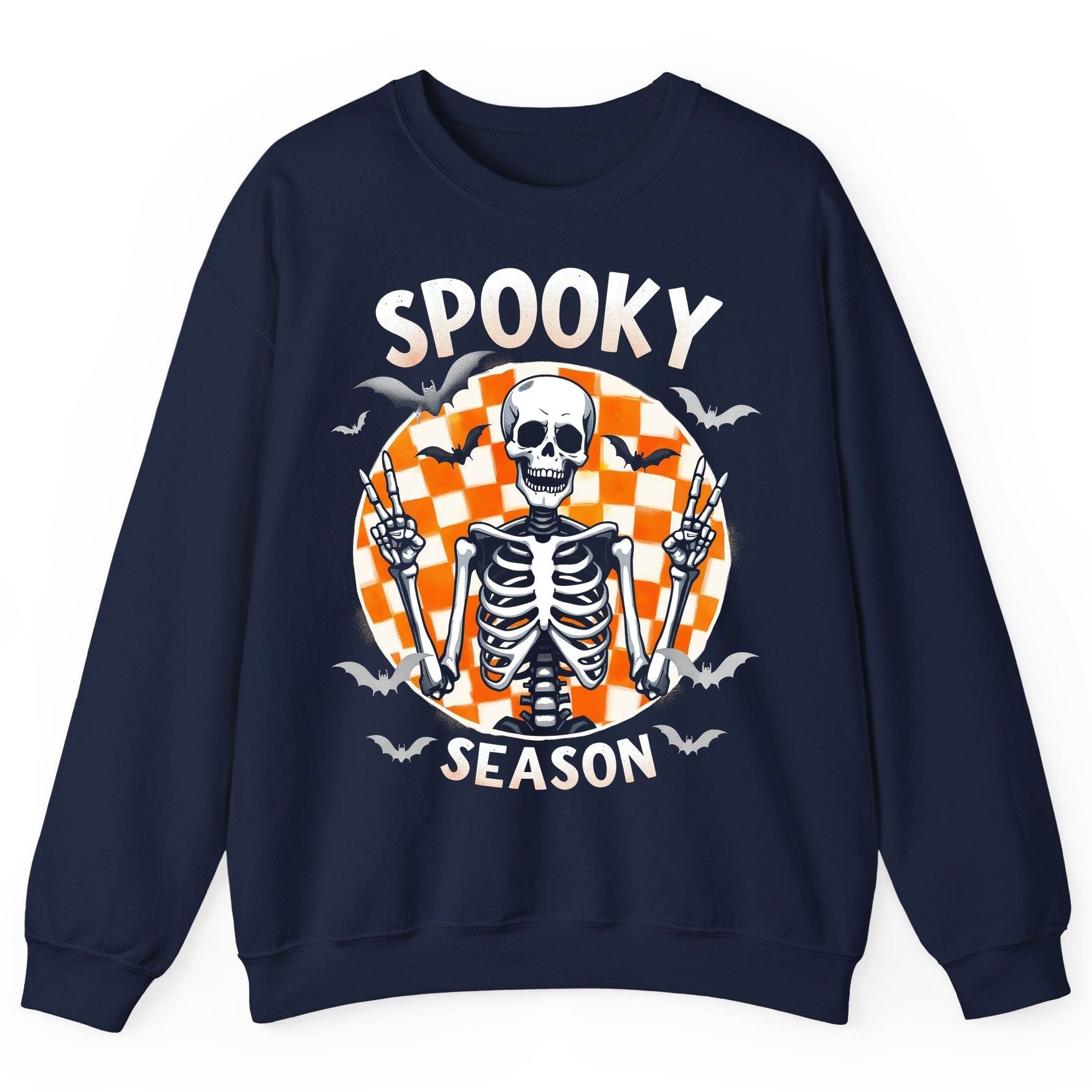 Spooky Season Halloween skeleton Sweatshirt Navy product mockup