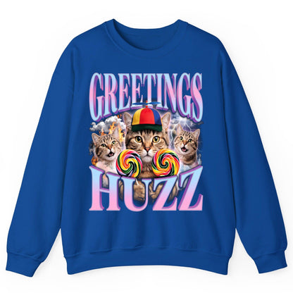 Greetings Huzz Funny Cats Sweatshirt - product mockup - Royal