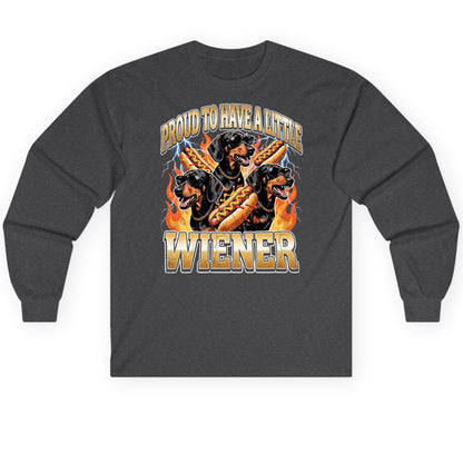 Proud to Have a Little Wiener dachshund Long Sleeve Tee Dark Heather product mockup